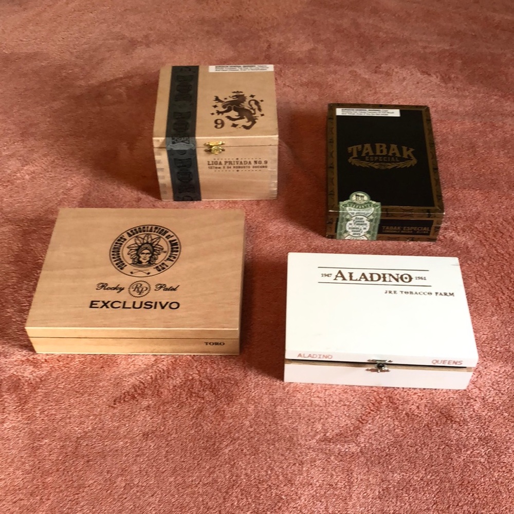 Wooden Cigar Boxes. Lot of 4.